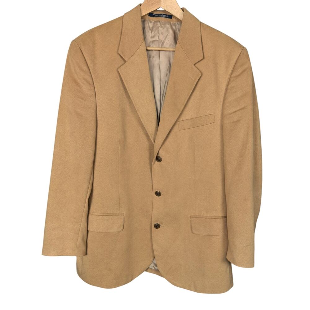 Vintage 90s Chaps Ralph Lauren Men's 41T Faux Suede Tan Single Breasted Blazer